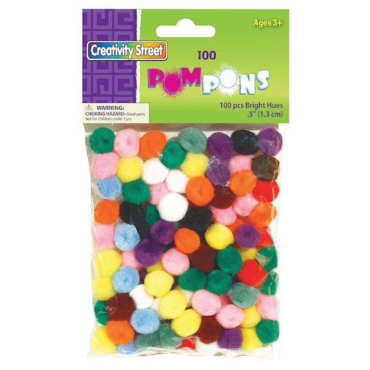 4 Packs: 12 Packs 100 ct. (4,800 total) Creativity Street® 1/2" Bright Hues Pom Poms
